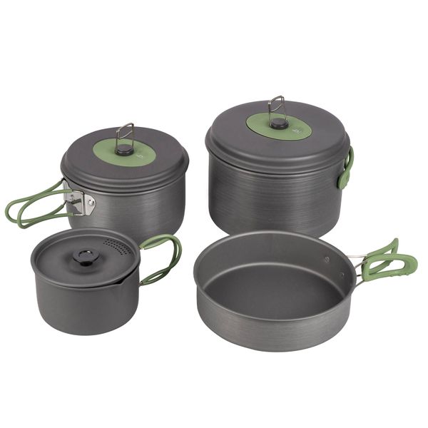 Набір посуду Bo-Camp Explorer 4 Pieces Hard Anodized Grey/Green 2200244 фото