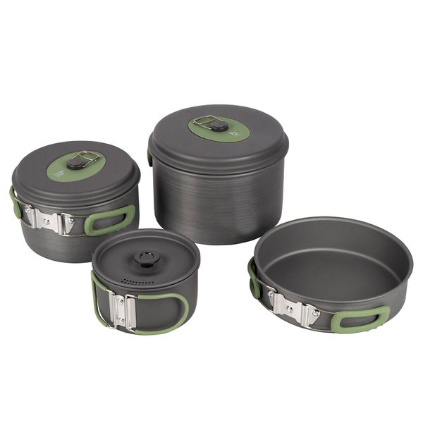 Набір посуду Bo-Camp Explorer 4 Pieces Hard Anodized Grey/Green 2200244 фото