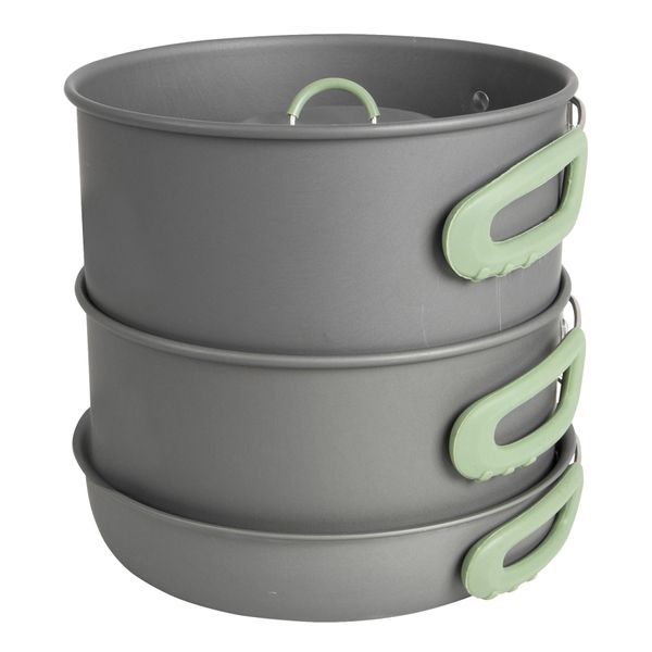 Набір посуду Bo-Camp Explorer XL 4 Pieces Hard Anodized Grey/Green 2200249 фото