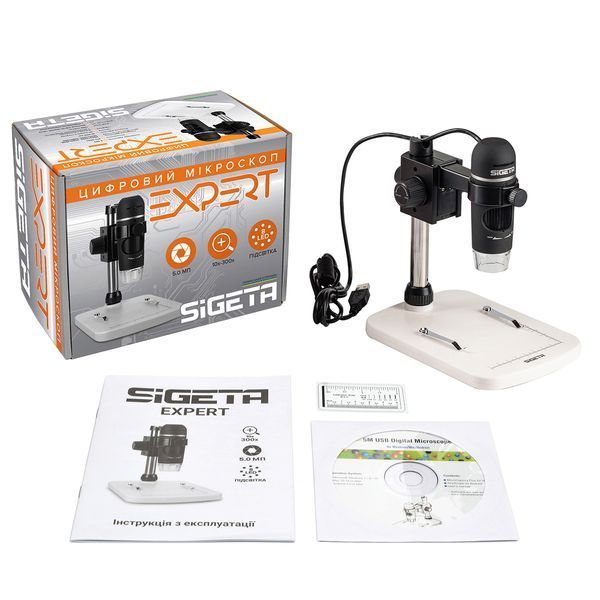 Цифровий мікроскоп SIGETA Expert 10x-300x 5.0 MP 65504 фото